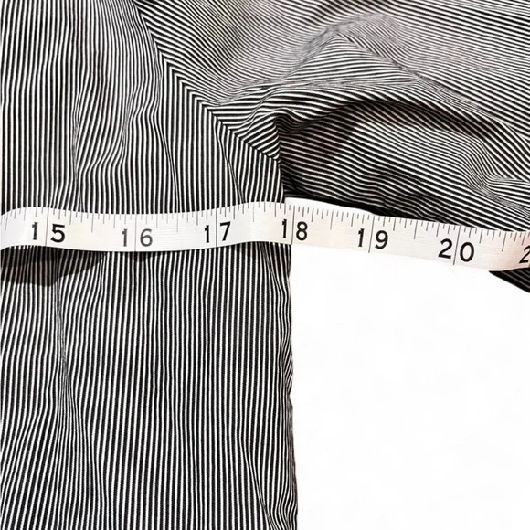LOFT Black and White Striped Button-Up Shirt Classic Preppy - Picture 6 of 7